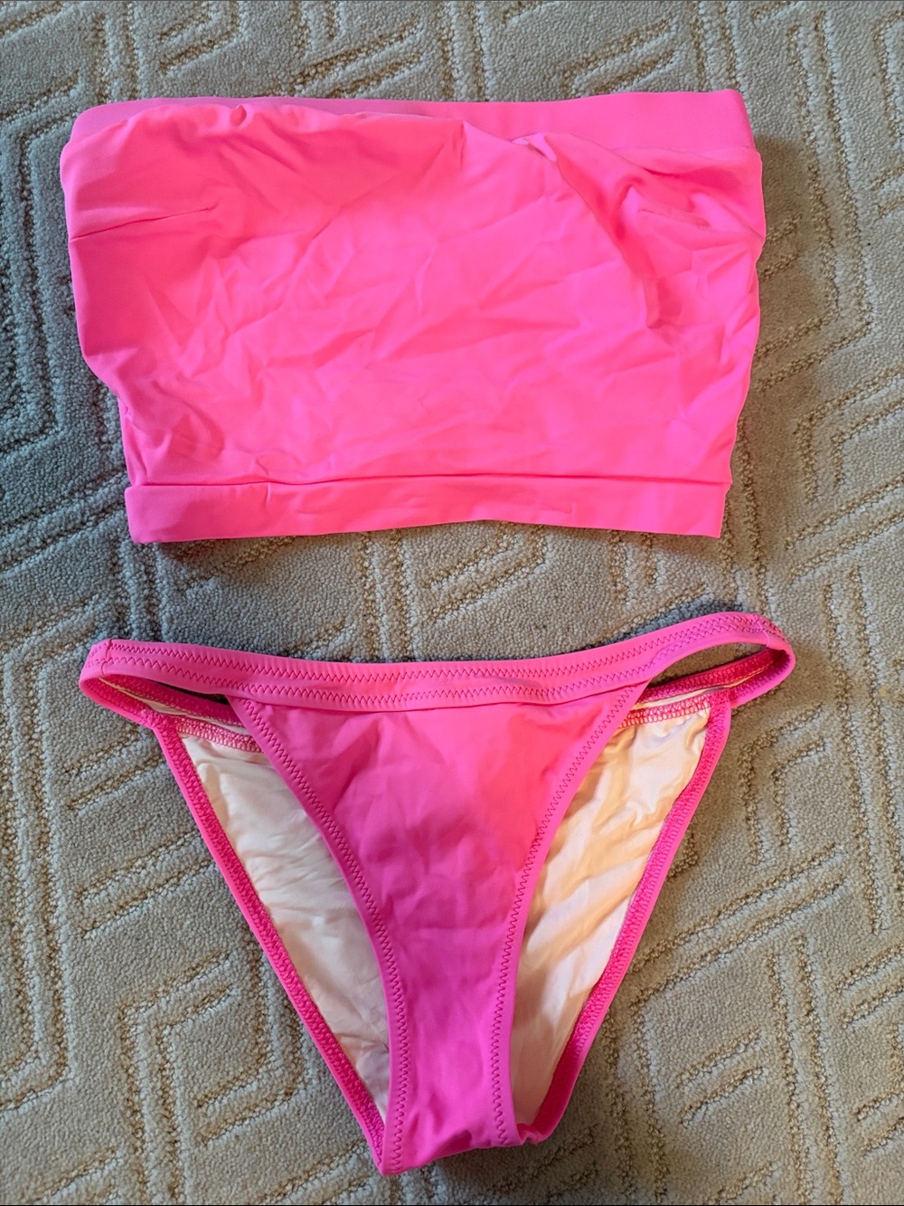 Solid and Striped x re/done Neon Pink Bandeau Bikini Set